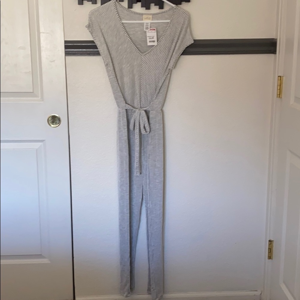 Brand New Gray/White Jumpsuit